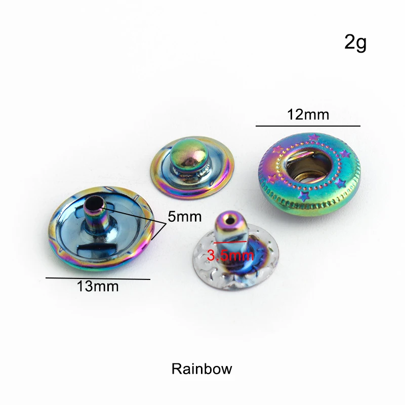 20-100 Sets Rainbow 12mm 10 Co - Snap Fastener Set reseña y precio