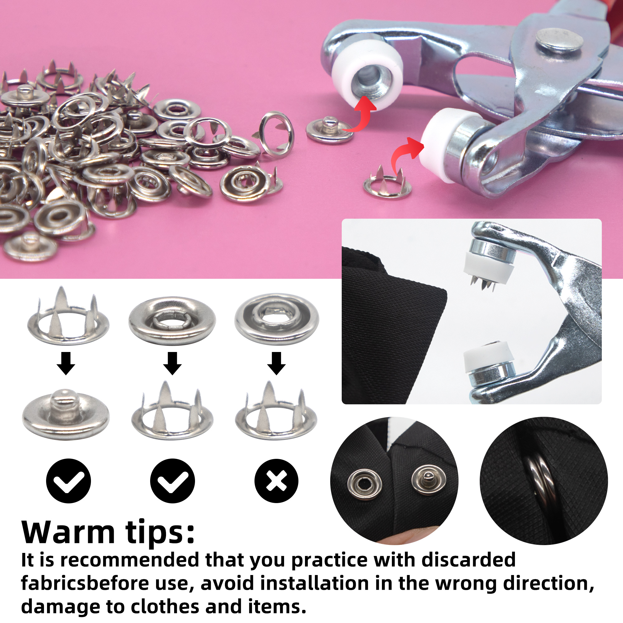 50 Sets Snap Fasteners Kit Too - Snap Fastener Set reseña y precio