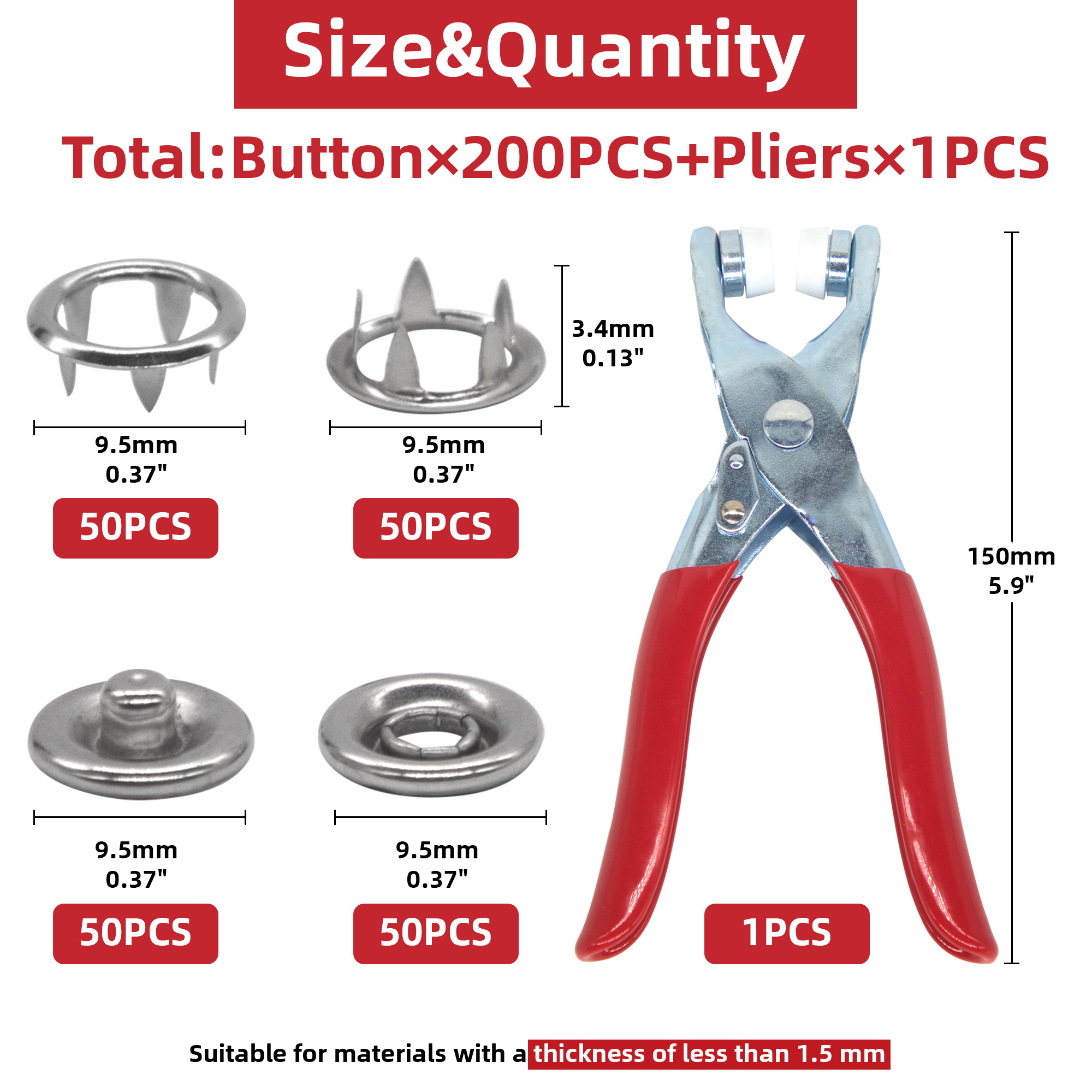 50 Sets Snap Fasteners Kit Too - Snap Fastener Set reseña y precio