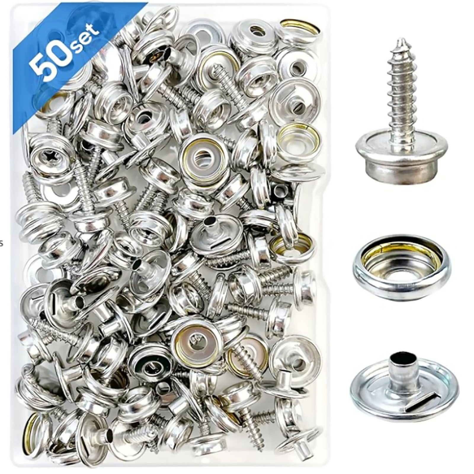 50 Set Stainless Steel Boat Ma - Snap Fastener Set reseña y precio