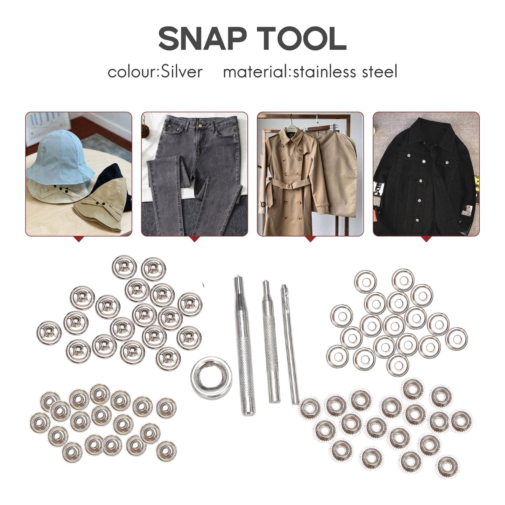 72Pcs 15MM Stainless Steel Fas - Snap Fastener Set reseña y precio